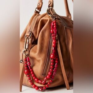 NWT Free People Prismatic Beaded Bag Charm ~Red~